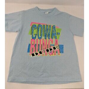 Teenage Mutant Ninja Turtle saying COWA BUNGA DUDE Kids Boys Size 10 12 T Shirt